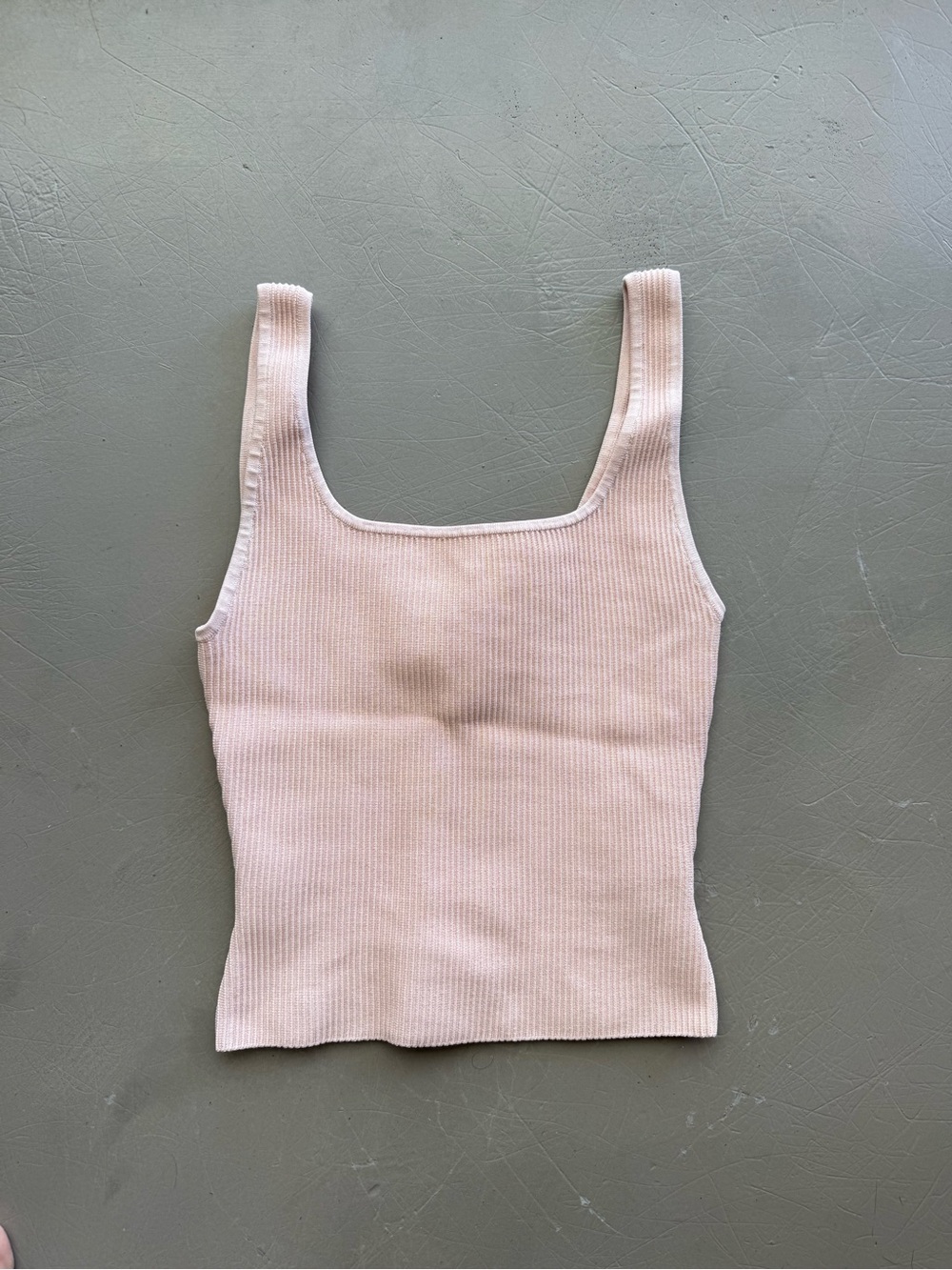 Babaton sculpt knit light pink square neck tank